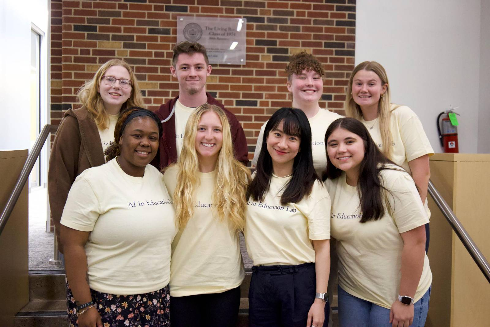 AILE Lab faculty director and student researchers gathered on campus